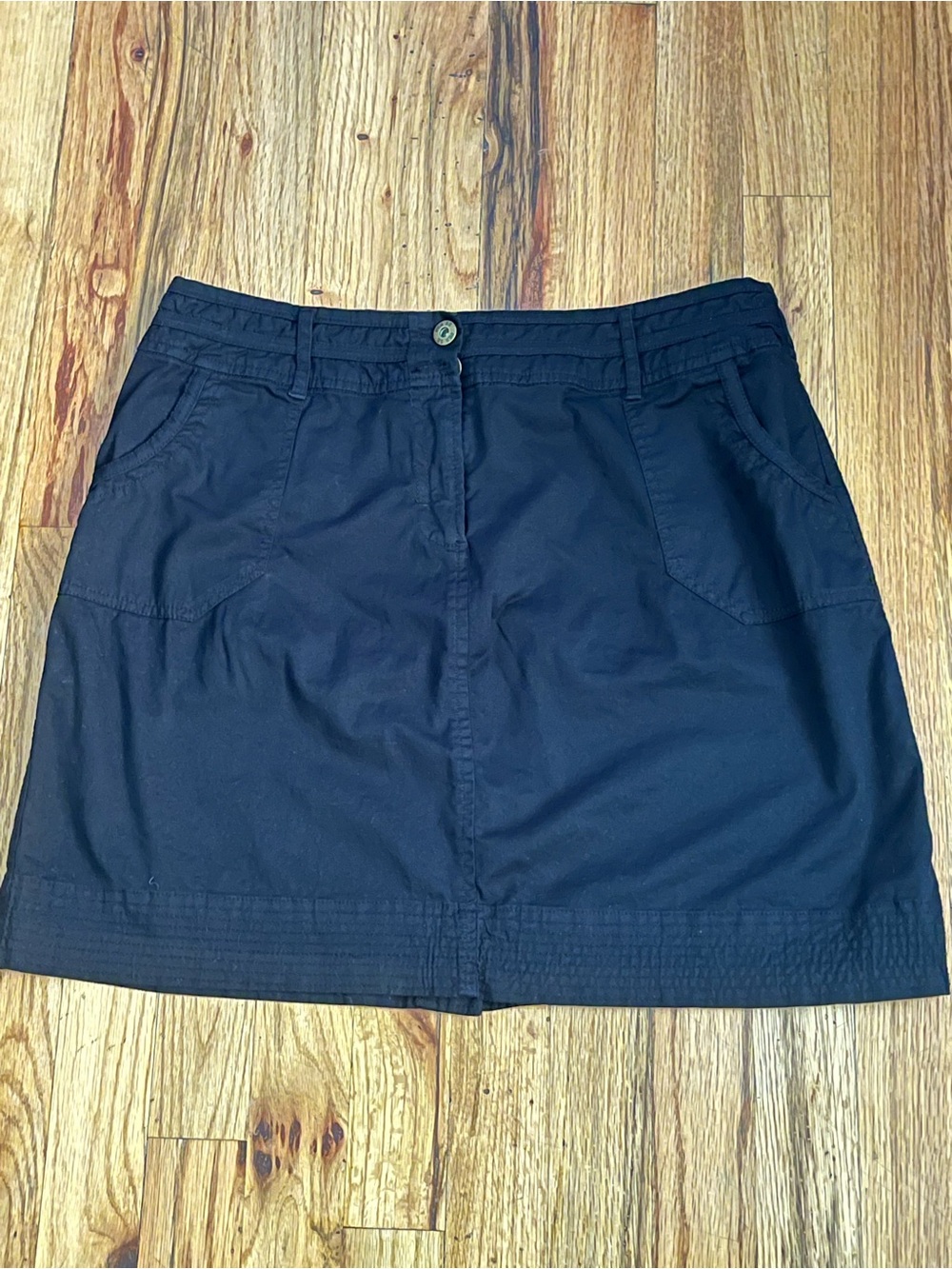 Per Se Black Cotton Blend Mini Skirt Size 12 Casual Stretch Pockets - Picture 2 of 4